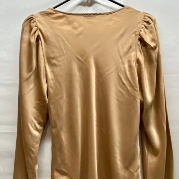 Express Top Women's Medium Golden Tan Pullover Long Sleeve V-Neck GUC - Picture 6 of 13